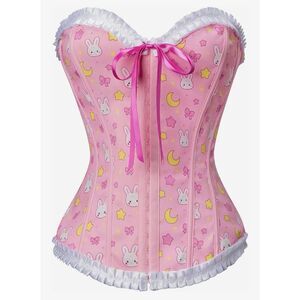 Littleforbig Lace Up Boned Overbust Corset Bustier Bodyshaper Top SZ XS #2551